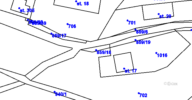 Parcela st. 859/18 v KÚ Čenkovice, Katastrální mapa