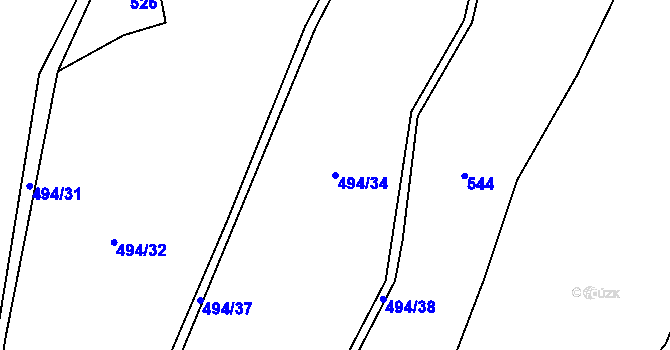 Parcela st. 494/34 v KÚ Čenkovice, Katastrální mapa