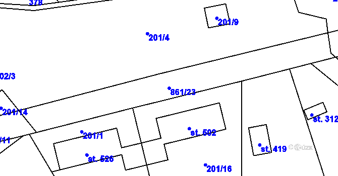 Parcela st. 861/23 v KÚ Čenkovice, Katastrální mapa