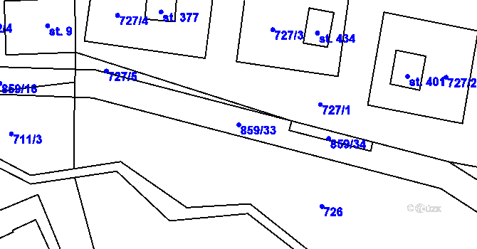 Parcela st. 859/33 v KÚ Čenkovice, Katastrální mapa