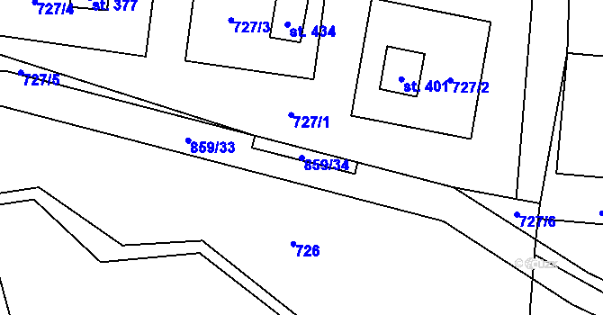 Parcela st. 859/34 v KÚ Čenkovice, Katastrální mapa