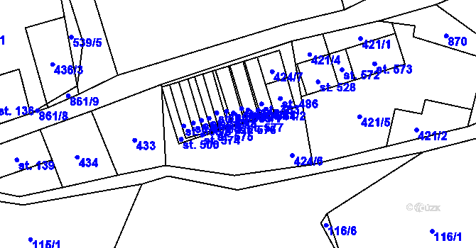 Parcela st. 576 v KÚ Čenkovice, Katastrální mapa