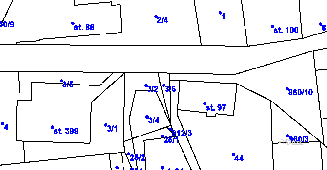 Parcela st. 3/6 v KÚ Čenkovice, Katastrální mapa