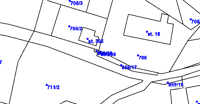 Parcela st. 859/39 v KÚ Čenkovice, Katastrální mapa