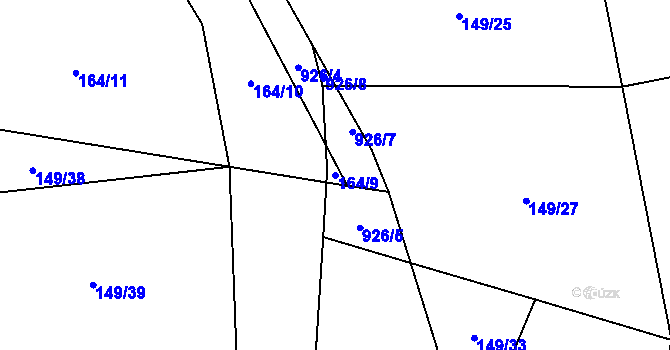 Parcela st. 164/9 v KÚ Čenkovice, Katastrální mapa