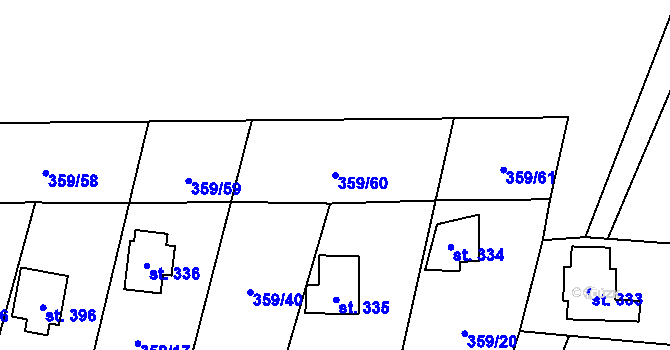 Parcela st. 359/60 v KÚ Čenkovice, Katastrální mapa