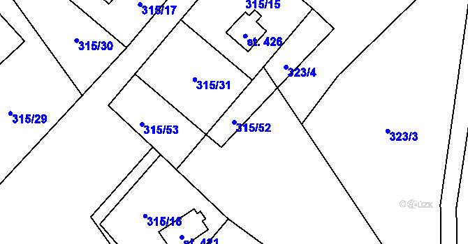Parcela st. 315/52 v KÚ Čenkovice, Katastrální mapa