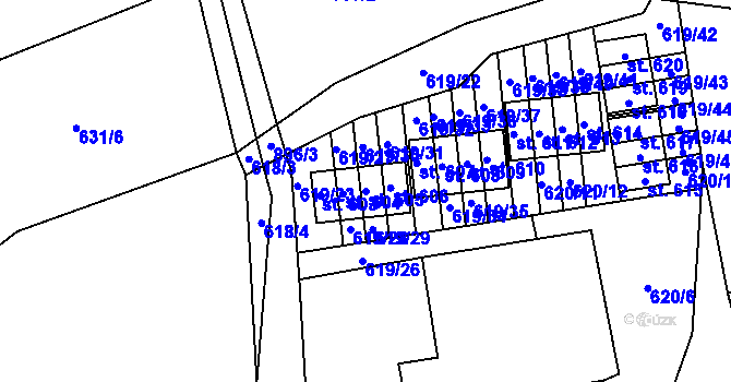 Parcela st. 605 v KÚ Čenkovice, Katastrální mapa