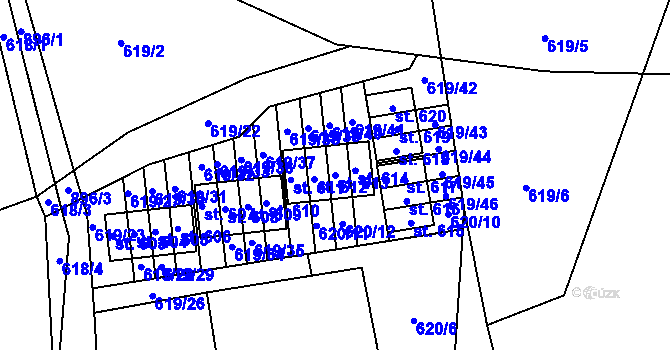 Parcela st. 613 v KÚ Čenkovice, Katastrální mapa