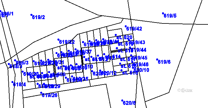 Parcela st. 614 v KÚ Čenkovice, Katastrální mapa