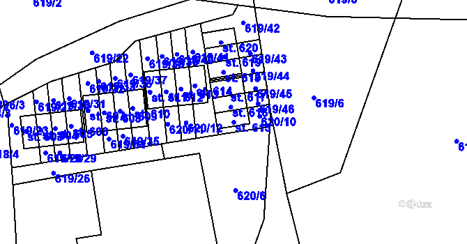 Parcela st. 615 v KÚ Čenkovice, Katastrální mapa