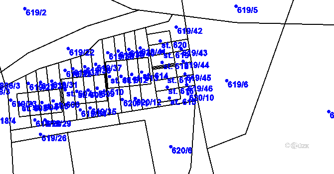 Parcela st. 616 v KÚ Čenkovice, Katastrální mapa