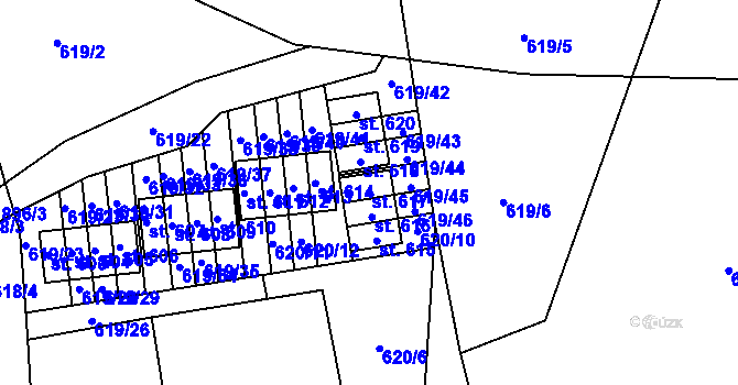 Parcela st. 617 v KÚ Čenkovice, Katastrální mapa