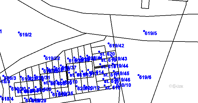 Parcela st. 620 v KÚ Čenkovice, Katastrální mapa