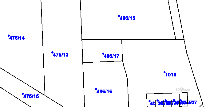 Parcela st. 486/17 v KÚ Čenkovice, Katastrální mapa