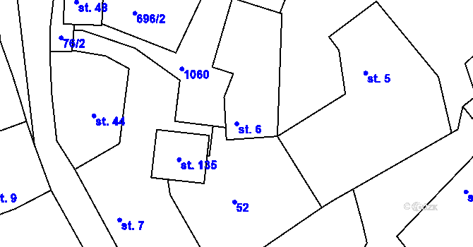 Parcela st. 6 v KÚ Čeňovice, Katastrální mapa