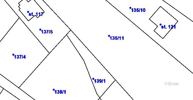 Parcela st. 135/12 v KÚ Čeňovice, Katastrální mapa