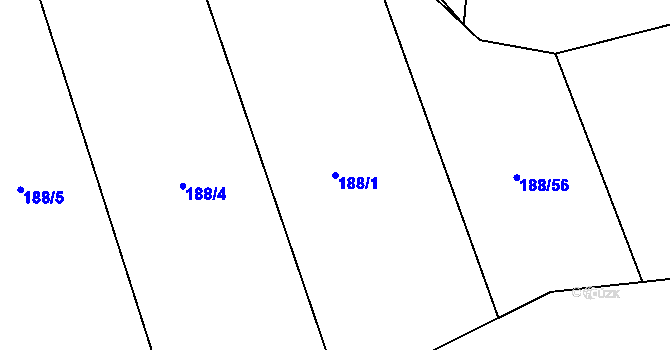 Parcela st. 188/1 v KÚ Čeňovice, Katastrální mapa