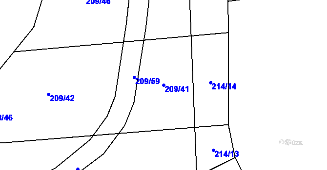 Parcela st. 209/41 v KÚ Čeňovice, Katastrální mapa