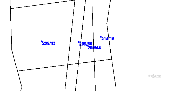 Parcela st. 209/44 v KÚ Čeňovice, Katastrální mapa