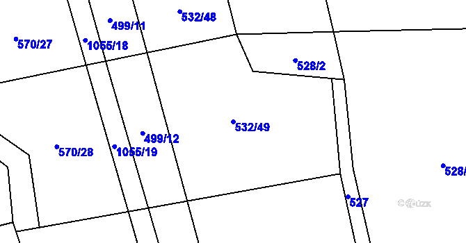 Parcela st. 532/49 v KÚ Čeňovice, Katastrální mapa