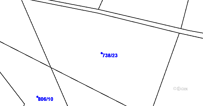 Parcela st. 738/23 v KÚ Čeňovice, Katastrální mapa