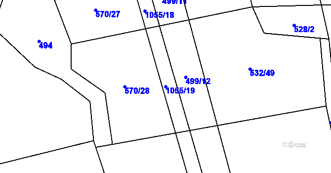 Parcela st. 1055/19 v KÚ Čeňovice, Katastrální mapa
