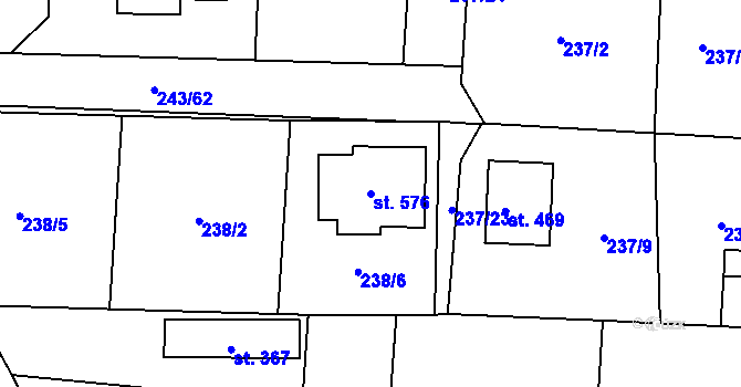 Parcela st. 576 v KÚ Čeperka, Katastrální mapa