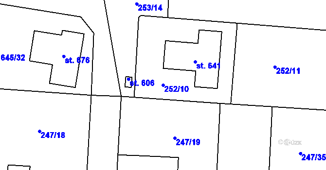 Parcela st. 252/10 v KÚ Čeperka, Katastrální mapa