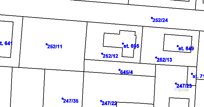 Parcela st. 252/12 v KÚ Čeperka, Katastrální mapa