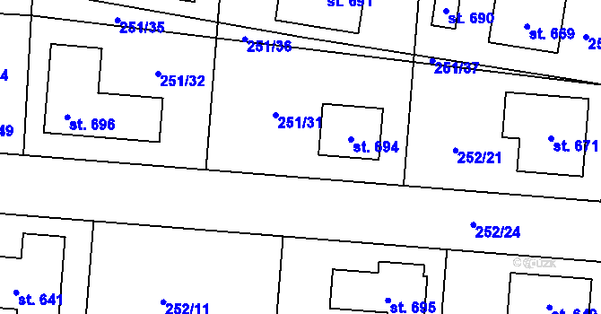 Parcela st. 252/20 v KÚ Čeperka, Katastrální mapa
