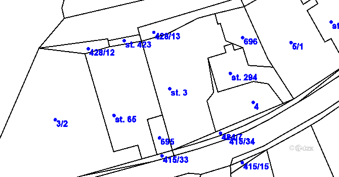 Parcela st. 3 v KÚ Čeperka, Katastrální mapa