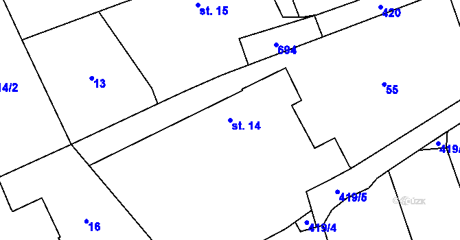 Parcela st. 14 v KÚ Čeperka, Katastrální mapa