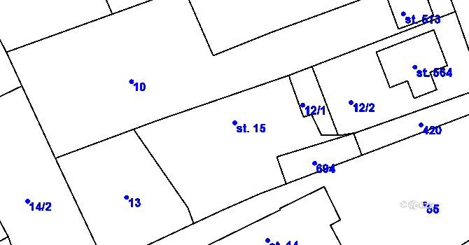 Parcela st. 15 v KÚ Čeperka, Katastrální mapa
