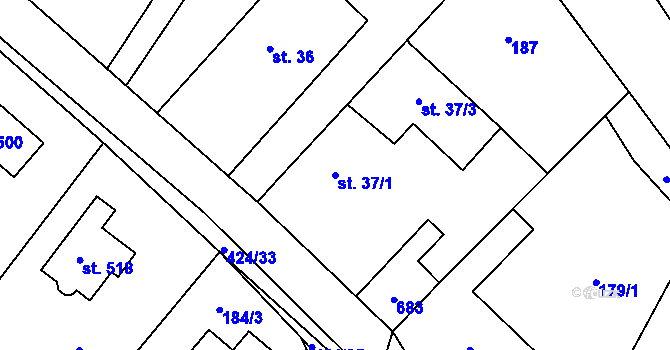 Parcela st. 37/1 v KÚ Čeperka, Katastrální mapa