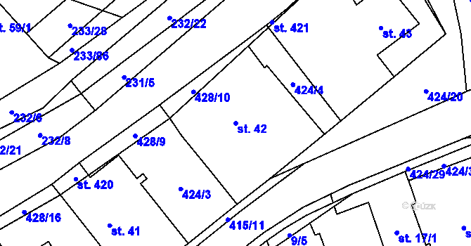 Parcela st. 42 v KÚ Čeperka, Katastrální mapa