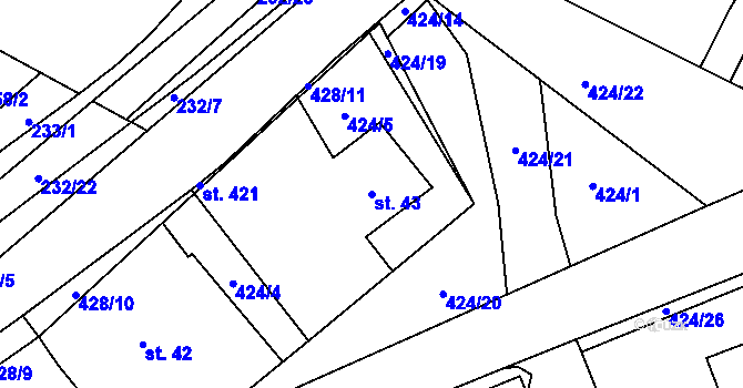 Parcela st. 43 v KÚ Čeperka, Katastrální mapa