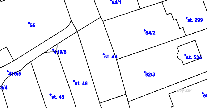 Parcela st. 44 v KÚ Čeperka, Katastrální mapa