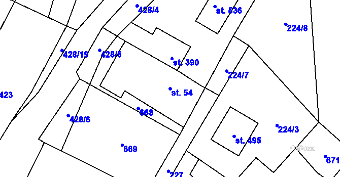 Parcela st. 54 v KÚ Čeperka, Katastrální mapa