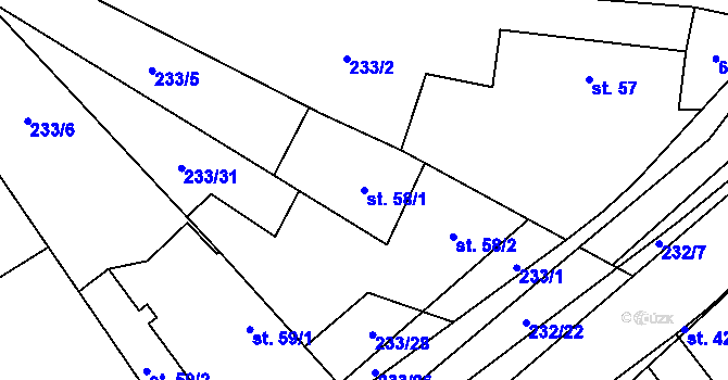 Parcela st. 58/1 v KÚ Čeperka, Katastrální mapa