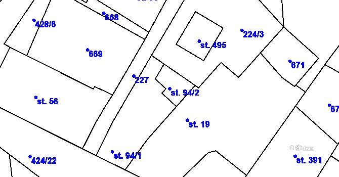 Parcela st. 94/2 v KÚ Čeperka, Katastrální mapa
