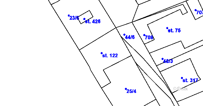 Parcela st. 122 v KÚ Čeperka, Katastrální mapa