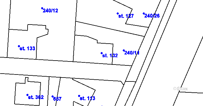 Parcela st. 132 v KÚ Čeperka, Katastrální mapa
