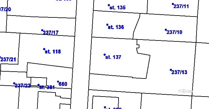 Parcela st. 137 v KÚ Čeperka, Katastrální mapa