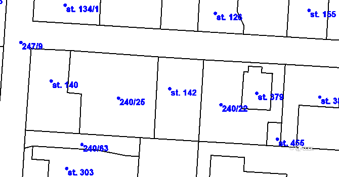 Parcela st. 142 v KÚ Čeperka, Katastrální mapa