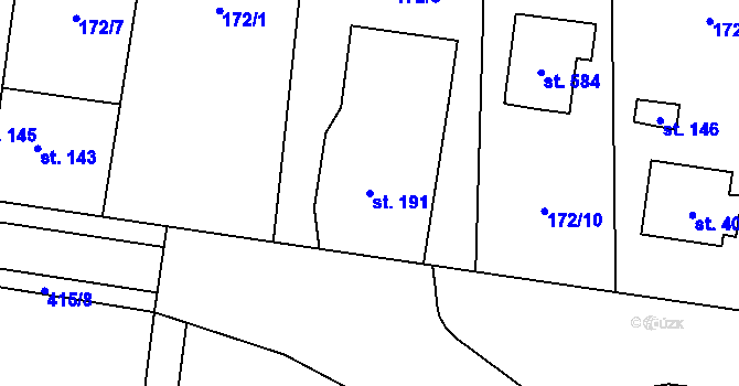 Parcela st. 191 v KÚ Čeperka, Katastrální mapa