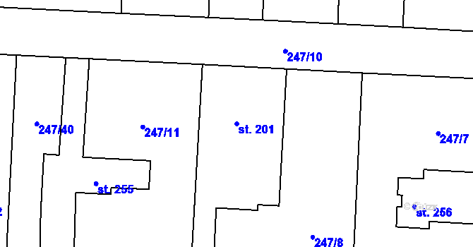 Parcela st. 201 v KÚ Čeperka, Katastrální mapa