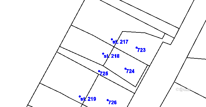 Parcela st. 218 v KÚ Čeperka, Katastrální mapa