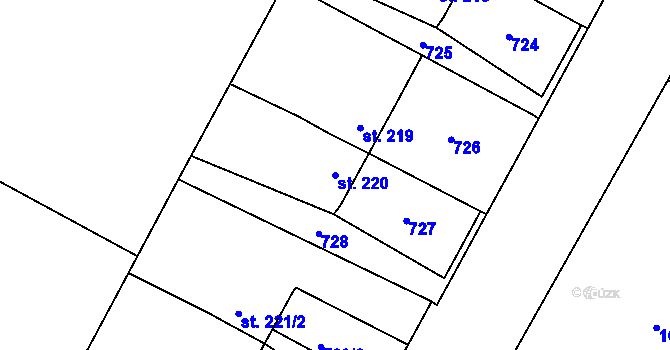 Parcela st. 220 v KÚ Čeperka, Katastrální mapa