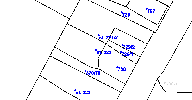 Parcela st. 222 v KÚ Čeperka, Katastrální mapa